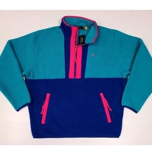 Ralph Lauren Polo VTG 90s Retro Mens Large Fleece Half Zip Sherpa Colorblock